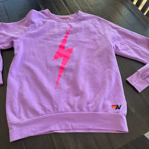 Aviator Nation Tops - Aviator Nation Purple Sweatshirt with Pink Lightning Bolt